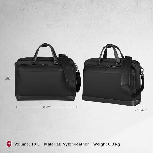 Victorinox Alox Nero, Briefcase (13 litres) 15.6 Inch Laptop Pocket, 40 cm, Black, Nylon/Leather, 611805 | Business Travel Bag For Men