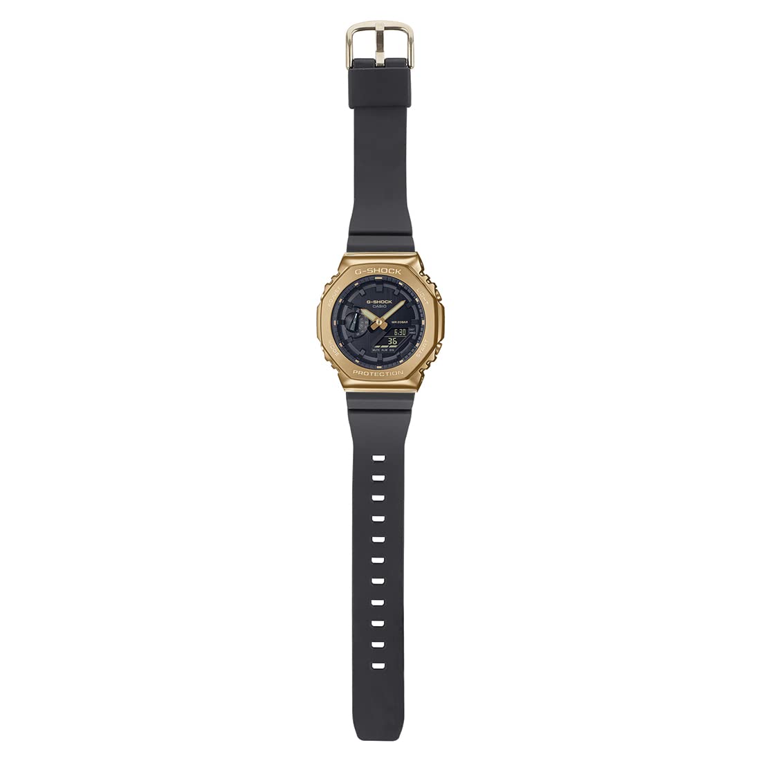 Casio G-Shock GM-2100G-1A9DR Gold IP Black Analog-Digital Dial Black Resin Strap Men's Watch Shock and 200M Water Resistant G1278
