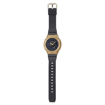 Casio G-Shock GM-2100G-1A9DR Gold IP Black Analog-Digital Dial Black Resin Strap Men's Watch Shock and 200M Water Resistant G1278