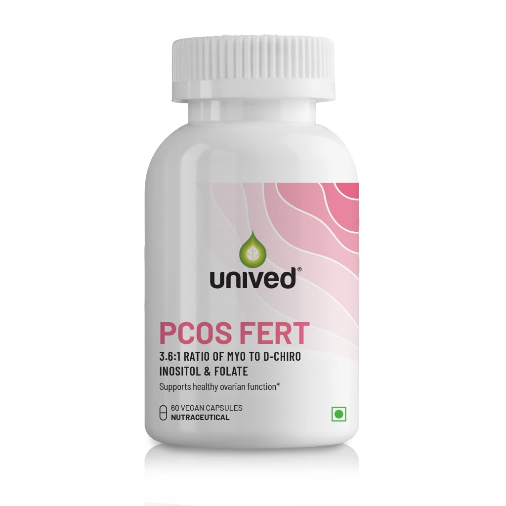 Unived PCOS Fert, 3.6:1 Myo-Inositol to D-Chiro-Inositol with Natural Caronisitol®, Supports Healthy Ovarian Function, One Month Supply