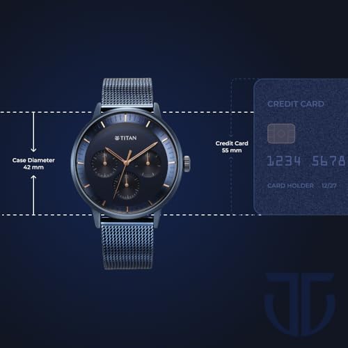 Titan Modern Classics Blue Dial Quartz Multifunction Stainless Steel St- image 6