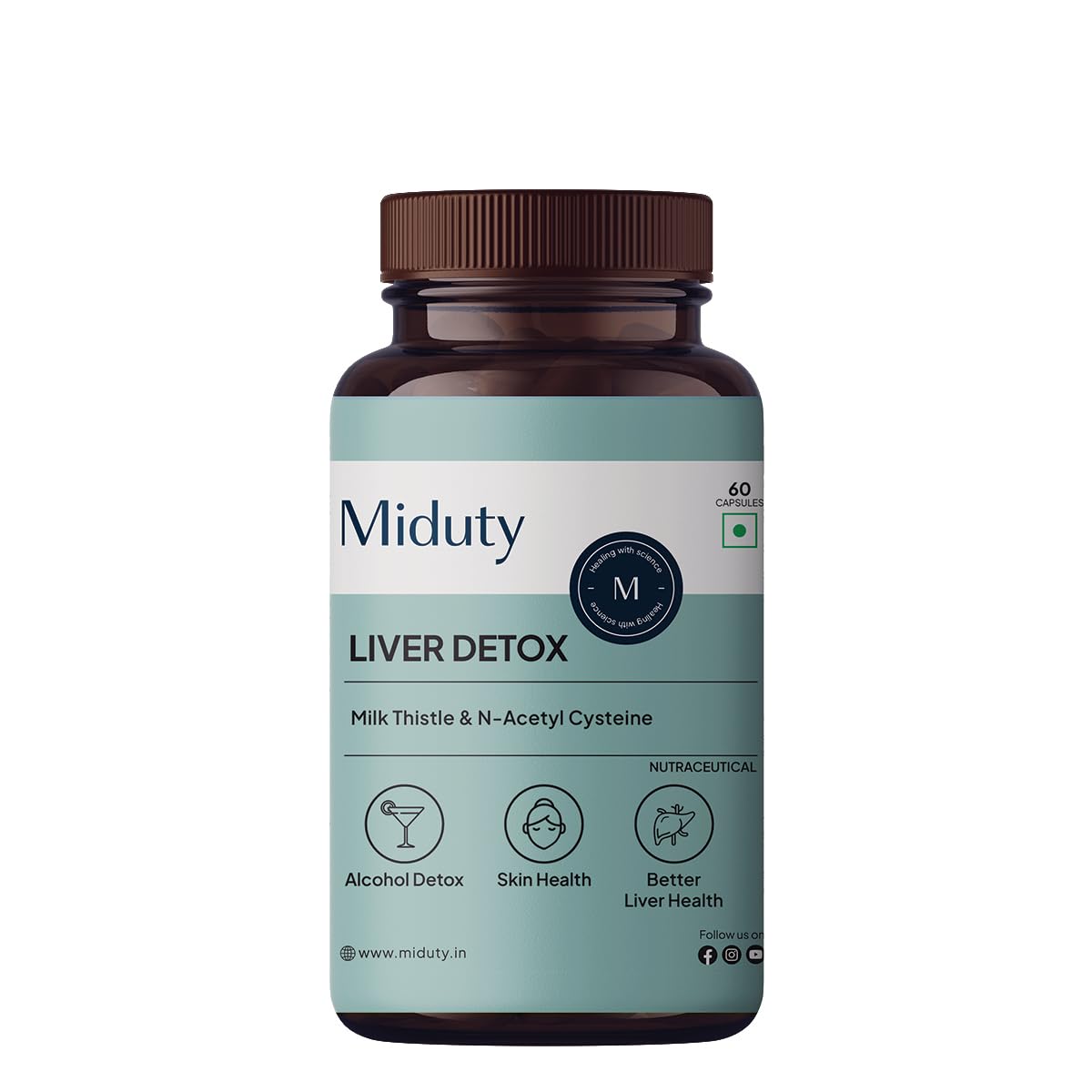 Miduty Palak Notes Liver Detox Supplement Milk Thistle Natural Body Detox & Digestive Enzymes- Fit Health Fatty Liver Care - Supports Fatty Liver, Natural Detoxification Formula - 60 Capsules