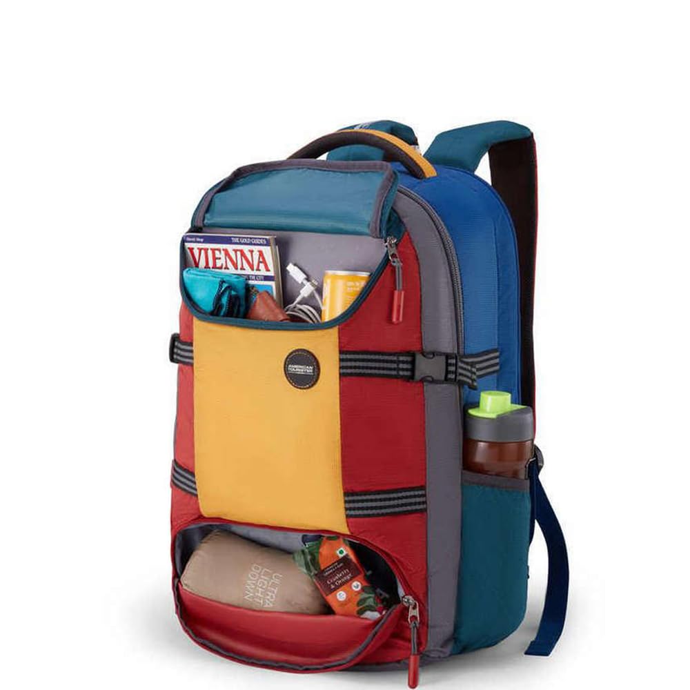 American Tourister Zipper Magna Pace Polyester Men's Backpack (Free Size, Multi-Coloured)