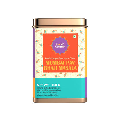 Home Kouzina Pav Bhaji Masala - 150g | Perfect for Authentic Pav Bhaji Recipe| No Artificial Additives | Made in Small Batches | 100% Natural Ingredients| Premium Tin Pack