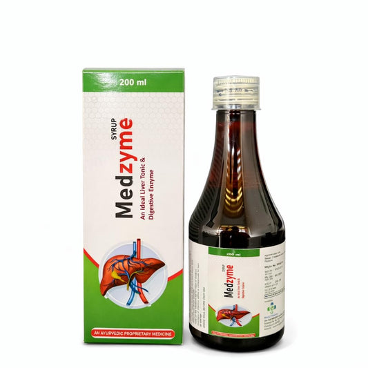 MedG Pharma Medzyme Liver Tonic with Digestive Enzyme Syrup 200ml – Ayurvedic Liver Health Tonic with Herbal Ingredients for Digestion and Appetite Support