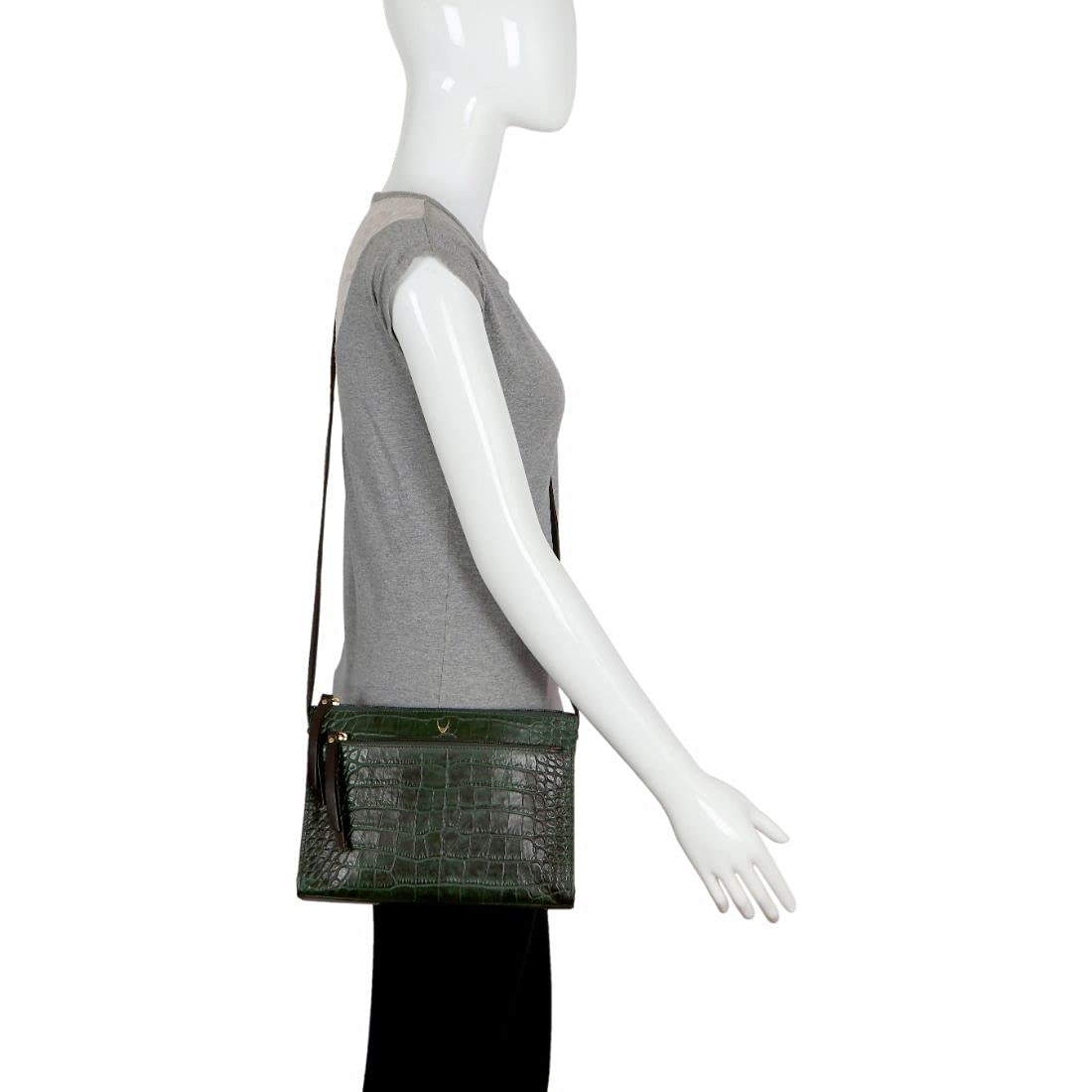 Hidesign Leather Sling Bag- Emerald Brown