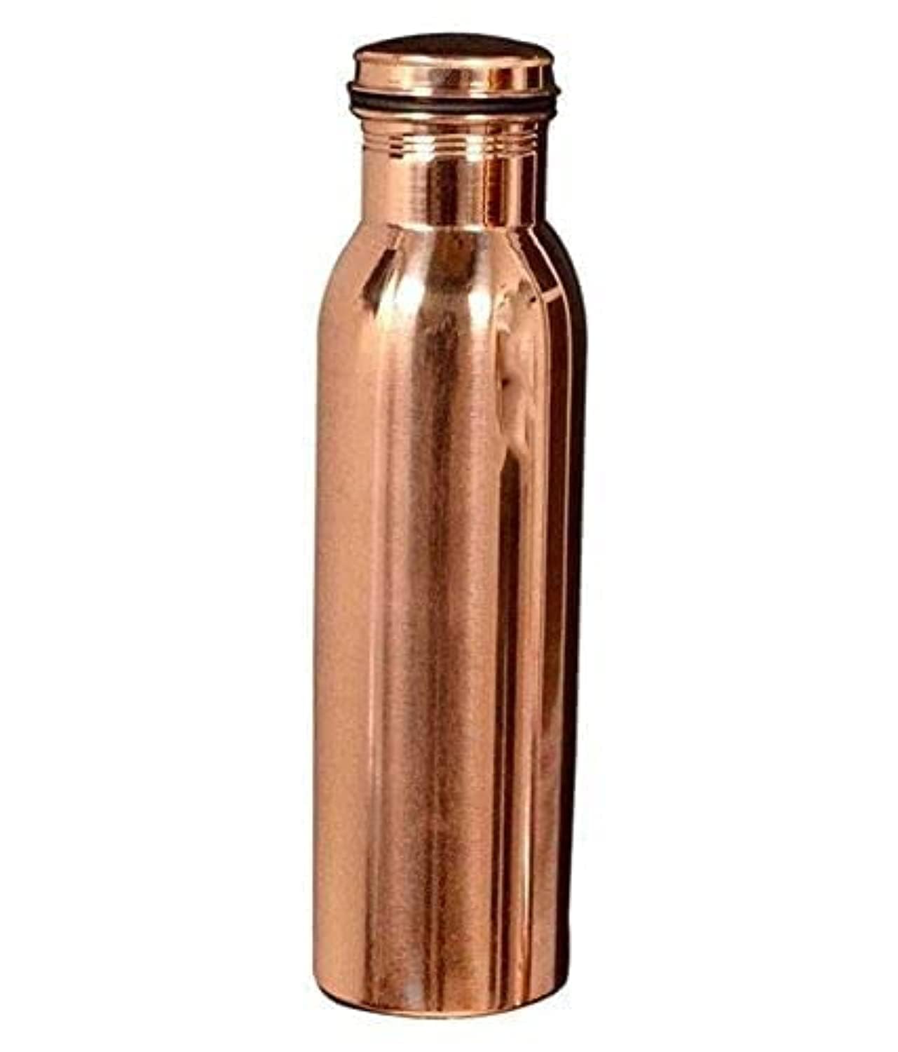 Antique Collection Printed Copper Water Bottle,Joint less,Leak-proof,Lacquer Coated,1Litre,100% Pure Copper, Set of 1,(H 10.8 * W 2.8 Inches)