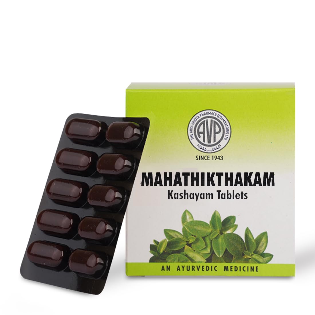 AVP Mahathikthakam Kashayam Tablet 100 Nos, Skin Health, Pacifies Aggravated Pitta Dosha and Helps Relieve Digestive Disorders, Unique Blend of Ayurvedic Herbs