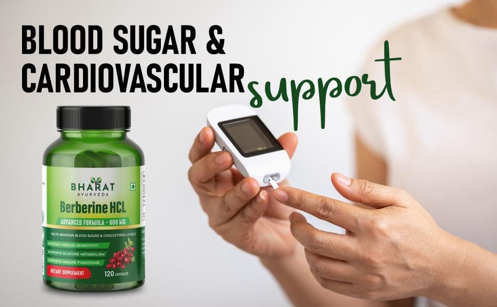 BHARAT AYURVEDA Berberine HCL 600mg 120 Capsules | Maintain Blood Sugar- image 4