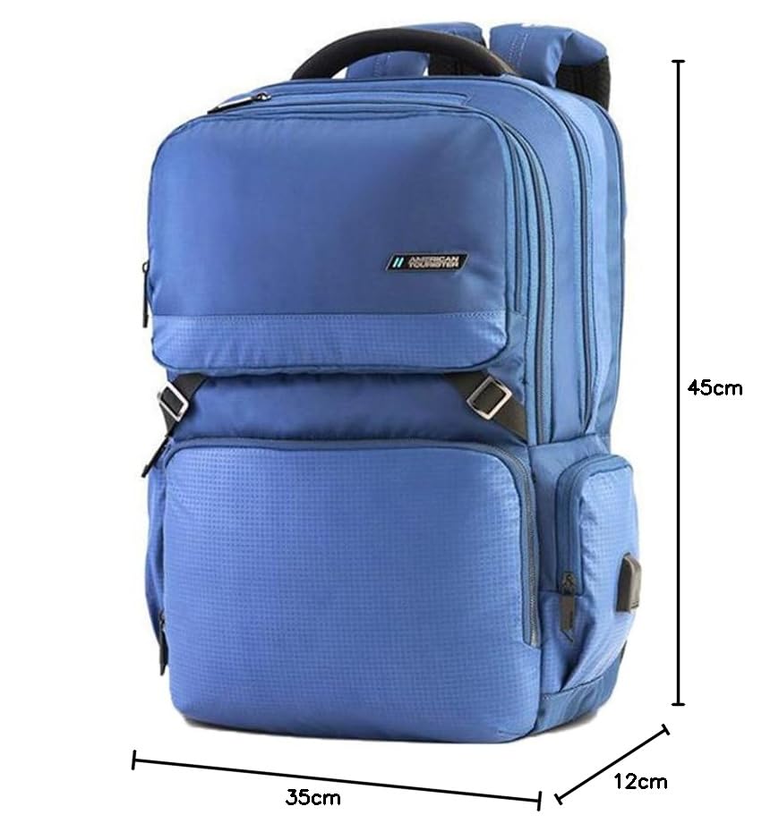 American Tourister Segno 2.0 Polyester Unisex 5 Compartment Laptop Backpack (Blue, FREE SIZE)