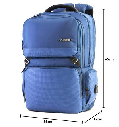 American Tourister Segno 2.0 Polyester Unisex 5 Compartment Laptop Backpack (Blue, FREE SIZE)