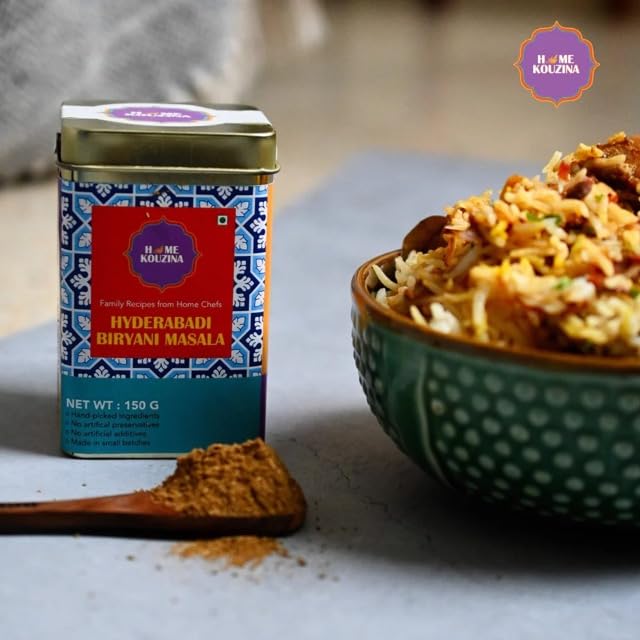 Home Kouzina Hyderabadi Biryani Masala - 150g| for Authentic Hyderabadi Veg, Mutton, Chicken Biryani | No Artificial Additives | Made in Small Batches | 100% Natural Ingredients| Traditional Recipe