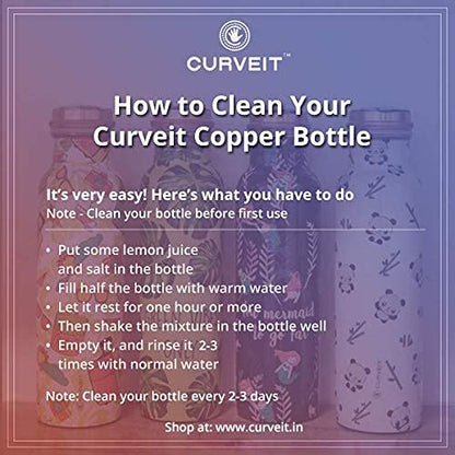 Curveit Mermaid Copper Water Bottle | 950 ML | 1 Piece large