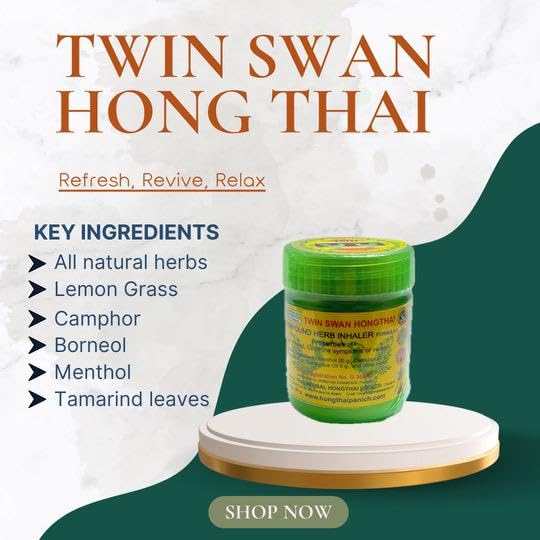 TWIN SWAN HONGTHAI™ Herb Inhaler Traditional Thai Herbal Inhalant (Pack of 2)