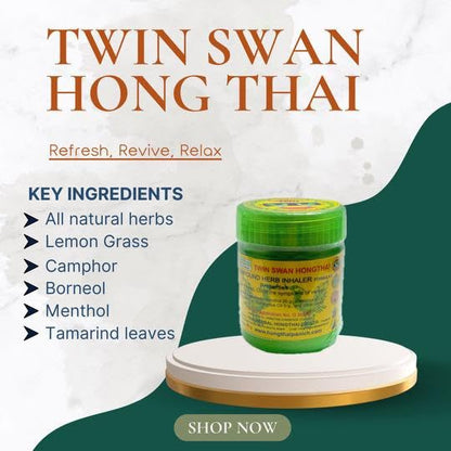 TWIN SWAN HONGTHAI™ Herb Inhaler Traditional Thai Herbal Inhalant (Pack of 2)