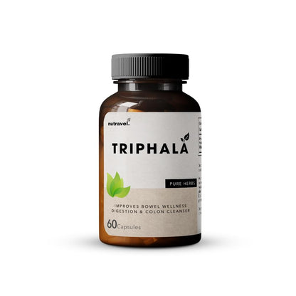 Nutravel Triphala Capsules (500 mg) | Supports Digestive Health & Wellness | 60 Capsules – Pack of 1