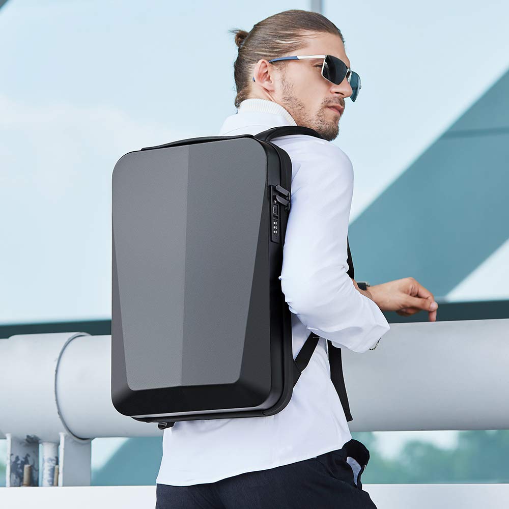 Red Lemon Medium Size Bange Hard Ironlook Briefcase Laptop Bag Anti-Theft Hard Shell Unisex Laptop Backpack With Usb Charging Backpack For Unisex (Gold)