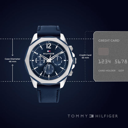 Tommy Hilfiger Analog Navy Dial Leather Strap Watch for Men