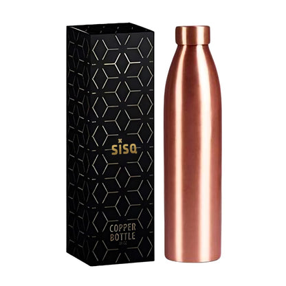 Sisq® Pure Copper Water Bottle 1 Litre | Handcrafted Dude 1000ml Copper Bottle for Drinking | Designed for Sustainable Living