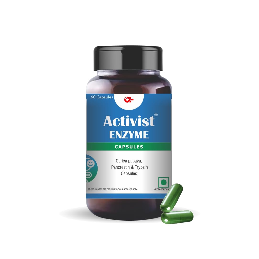 Activist Enzymes Digestive Enzyme Supplement with Bromelain & Papain for Healthy Digestion - 60 Capsules | Supports Digestive Health, Reduces Bloating, Boosts Nutrient Absorption & Gut Health