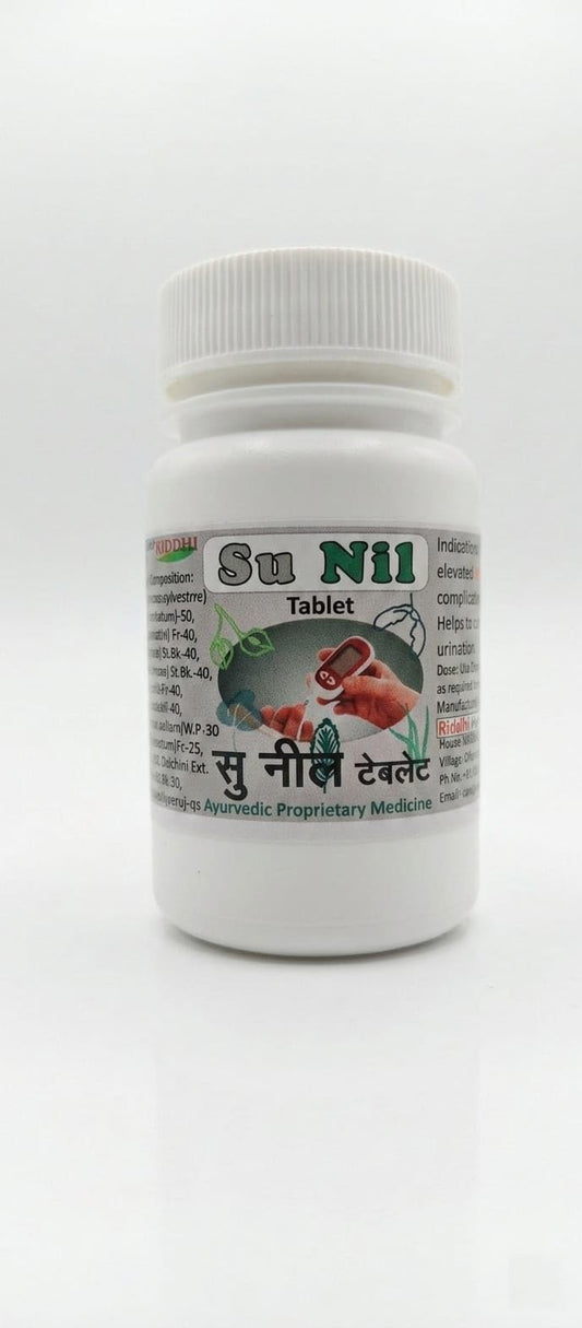 Riddhi Healthcare Su Nil Ayurvedic Diabetic Care Tablets, Blood Sugar with Dalchini, 60 Tablets