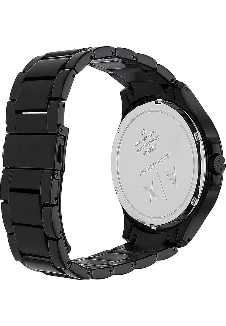 Armani Exchange Analog Men's Stainless Steel Watch AX2104 (Black Dial Black Colored Strap)