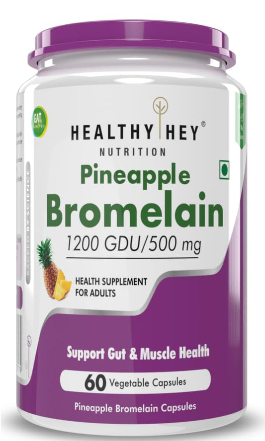 Healthyhey Nutrition Bromelain Digestive Enzyme - 2400 Gdu/G - 500 Mg 60 Veg Cap
