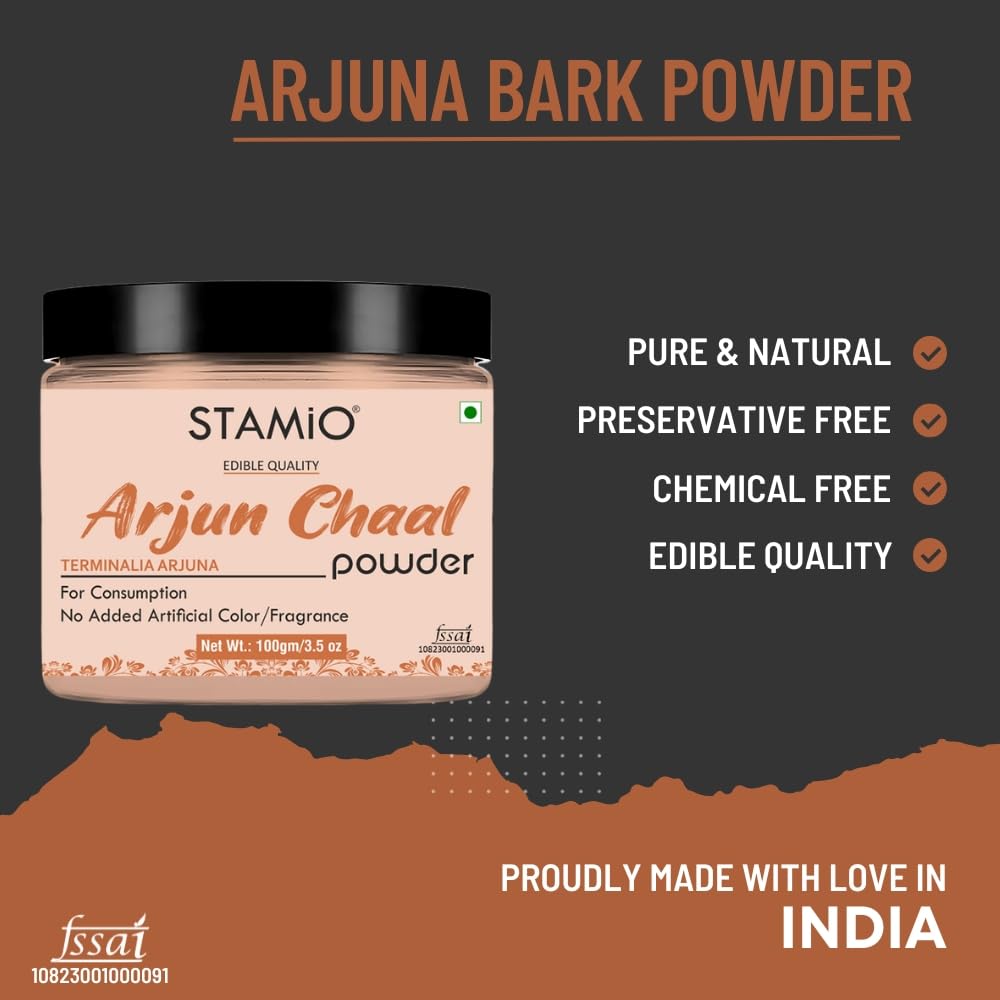 STAMIO Arjun Chaal Powder 100 gm | Pure Triple Filtered Terminalia Arju- image 9