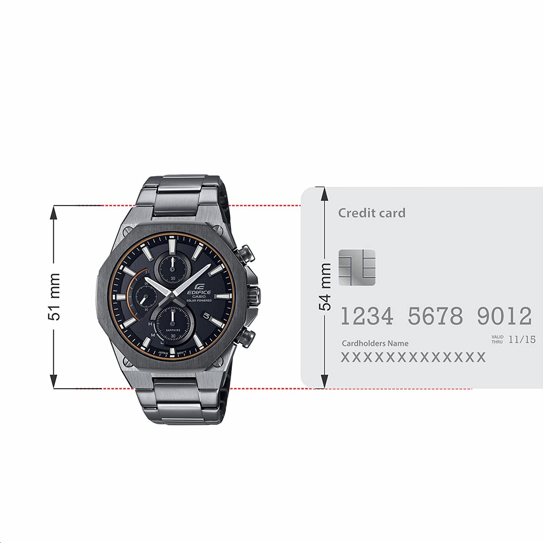 Casio EDifice EFS-S570DC-1AUDF Gray Analog Dial Gray Ion Plated Stainless Steel Band Men's Watch Solar Powered Sapphire Glass EX529