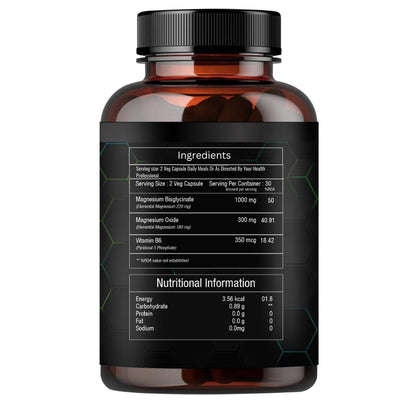 GenZ grow Magnesium Glycinate Double Strength Bisglycinate with Oxide High Absorption Formula Supports Muscle & Nerve Health 60 Veg Capsules (Pack 2)