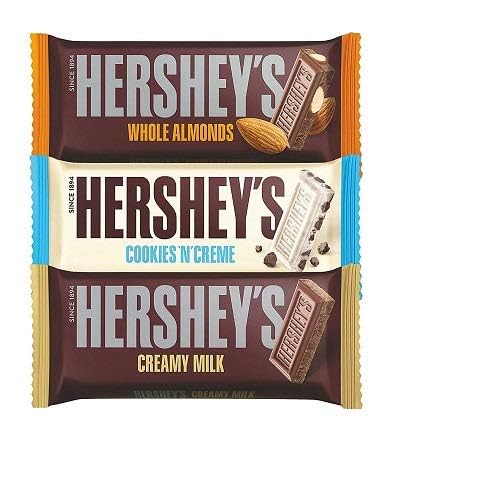 Hershey's Creamy Milk, Whole Almonds & Cookies n Creme Chocolate Bar, 100g (Pack