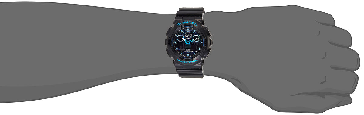 Casio G-Shock GA-100CB-1ADR Black & Blue Camouflage Analog-Digital Dial Black Resin Strap Men's Watch Shock And 200M Water Resistant G625