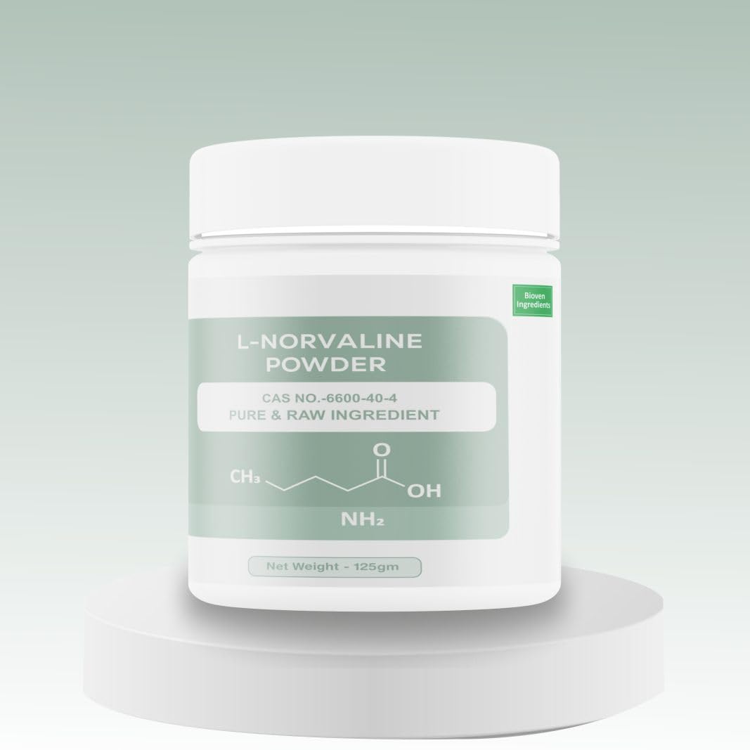 Bioven Ingredients L Norvaline Powder - 100% Pure Amino Acid Supplement for Muscle Mass Development and Workout Performance