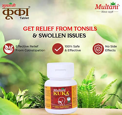 Multani Kuka Tablet | Useful In Tonsillitis, Pharyngitis & Chronic Throat Trouble | 100% Natural & Ayurvedic | Get Relief From Tonsils & Swollen Issues | 50 Tablets