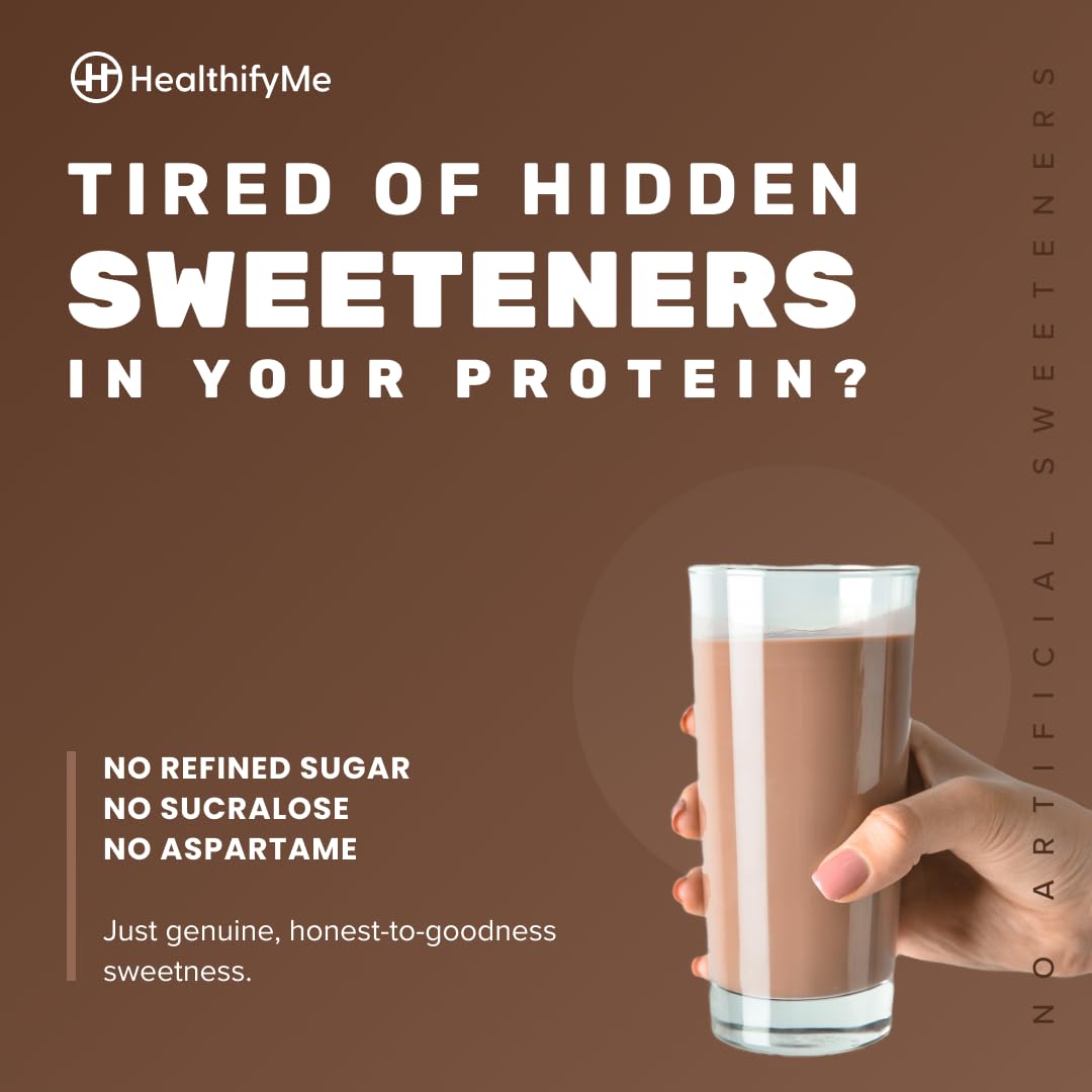 Healthifyme 100% Whey Protein Powder- 1 KG, With Digestive Enzymes, 25.5gm protein, No added Sugar, Zero Preservatives, Muscle Support & Recovery (Double Chocolate)