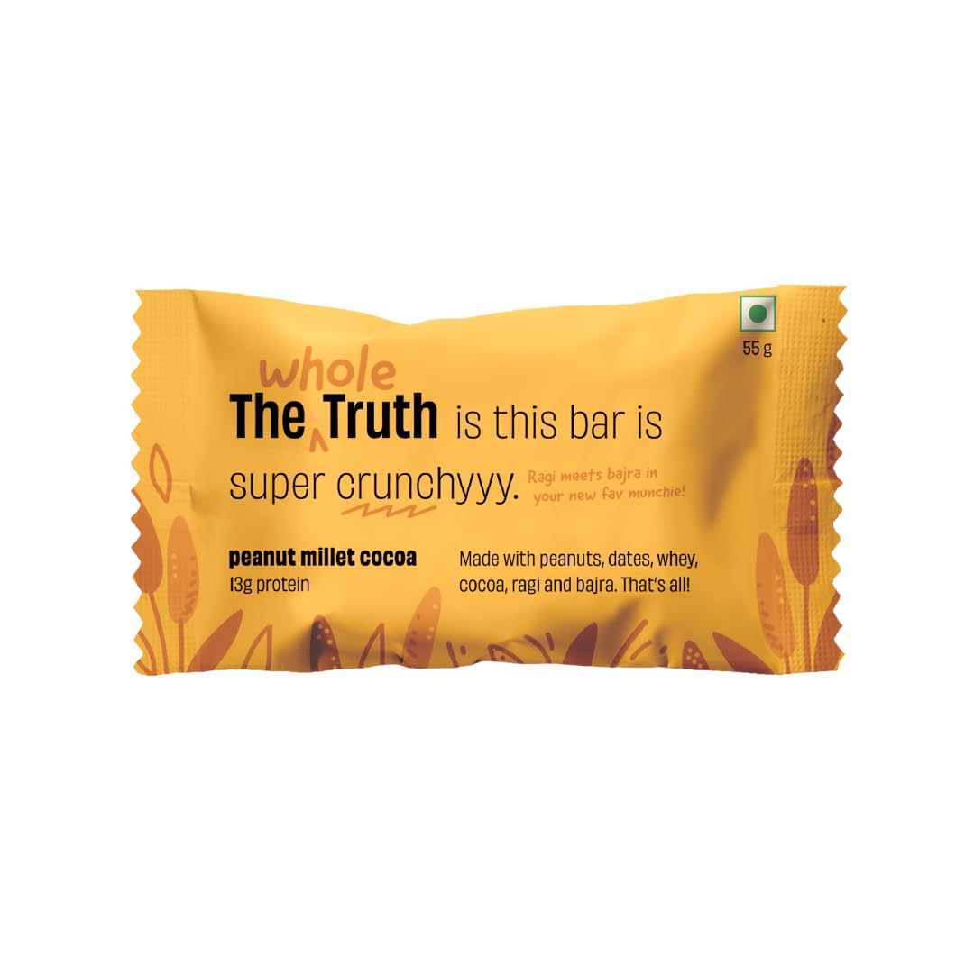 The Whole Truth | 13g Protein Bar | Peanut Millet Cocoa | Pack of 6 x 55g | No R