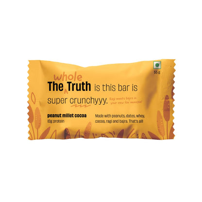 The Whole Truth | 13g Protein Bar | Peanut Millet Cocoa | Pack of 6 x 55g | No R