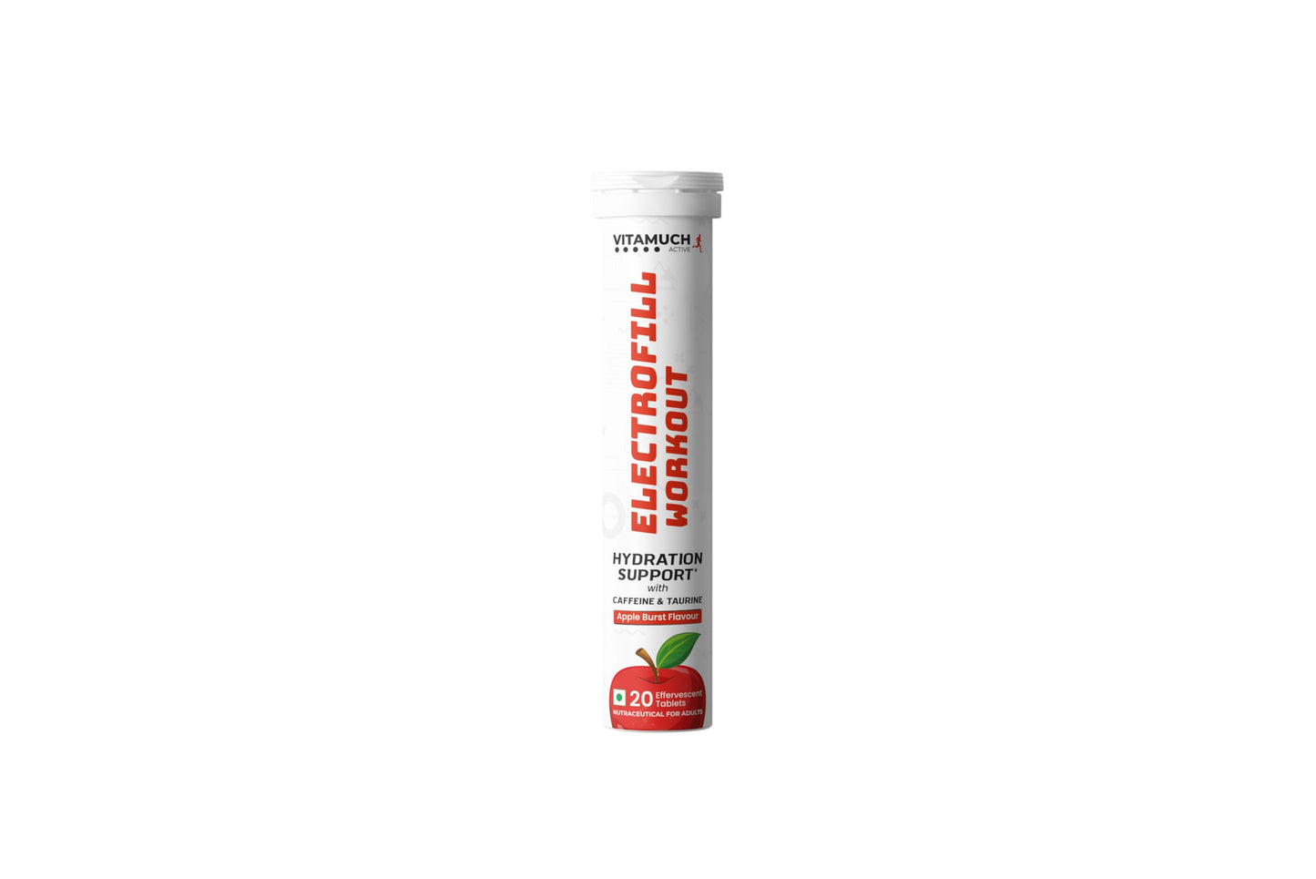 Vitamuch Energy,Electrolyte Effervescent Tablets | Caffeine 100mg, L-Taurine, Vitamin C, Sodium, Potassium, Magnesium | Hydration, Energy Booster | APPLE Flavour, pack of 8