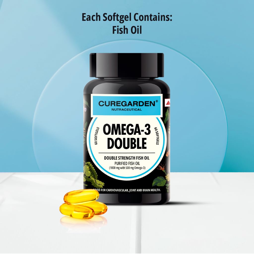 Curegarden Omega-3 Fish oil 1000 Mg- 60 Softgel, Epa and Dha,Anti-inflammatory, Anti-oxidant, Heart Health, Joint Supplement, Liver Health.