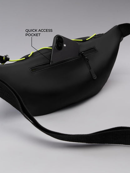 The Souled Store Ben 10: Omni Gear Fanny Pack | Official Cartoon Network Merchandise | Premium Matte PU Sleek Crossbody Waist Bag with Neon Bungee Cord & Adjustable Strap for Men & Women