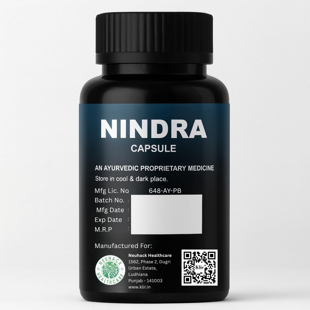 Neuhack Nindra Sleep Support Supplement | Ayurvedic capsule for relaxation and brain wellness - 30 Capsules