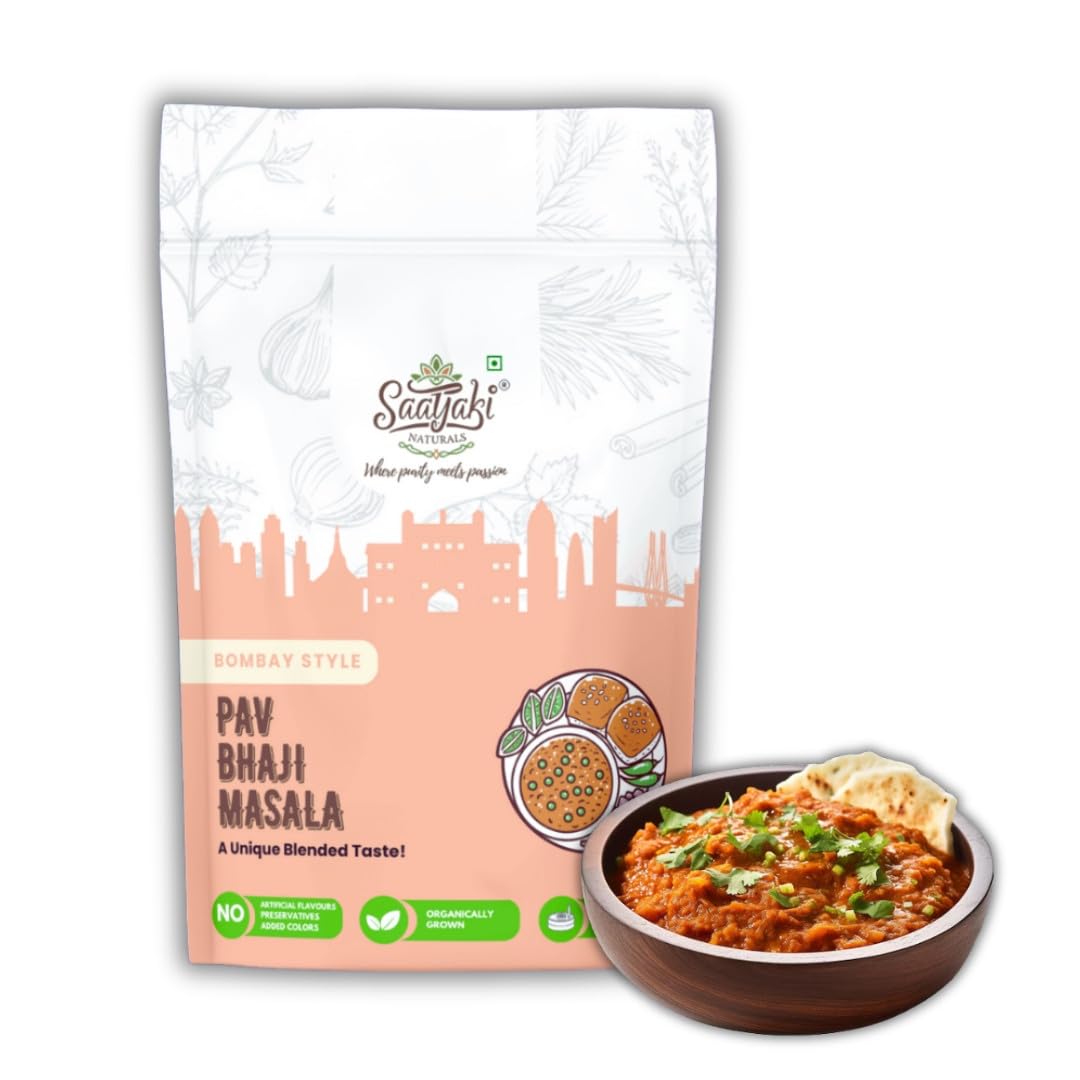 Saatyaki Naturals Pavbhaji_P 100gm – Authentic Mumbai-style Pav Bhaji Masala. Premium spice blend for Pav Bhaji, Tawa Pulao, snacks & curries. Brings real Mumbai taste to your kitchen.