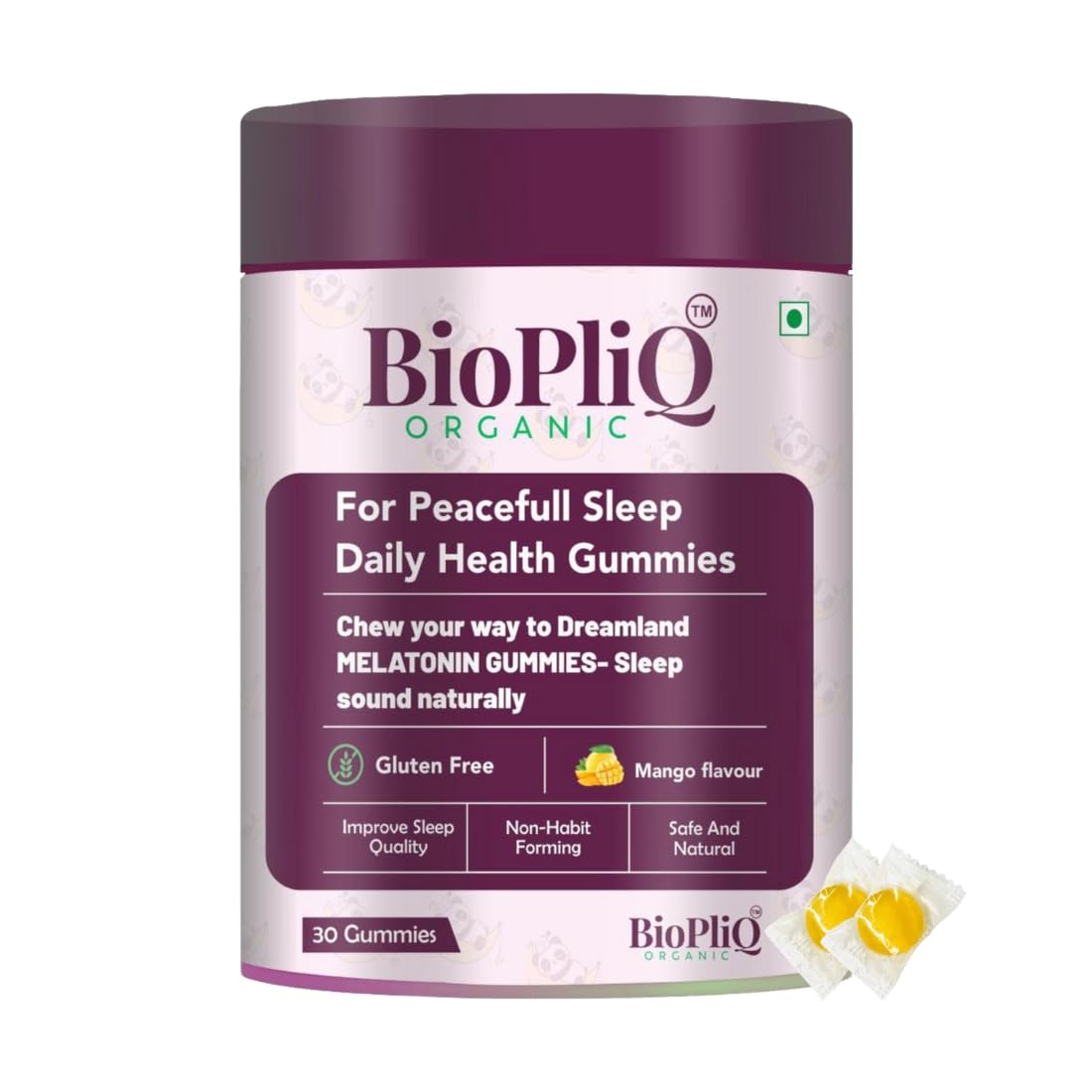 BIOPLIQ ORGANIC Melatonin Sleep Gummies 5mg– Sugar Free, Vegan Mango Flavor – With Ashwagandha, Chamomile & Valerian for Deep Sleep, Stress Relief & Relaxation– 90 Sleep Gummies for Adults– Pack of 3