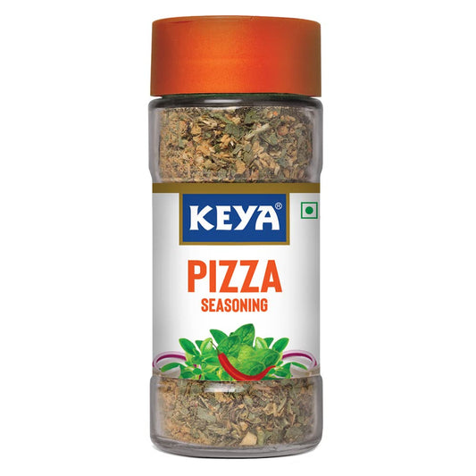 Keya Pizza Seasoning | All Natural & Healthy Spice Blend for Pizza, Pasta & More | Glass Bottle | Premium Herbs and Spices | Contains Freeze dried herbs| Export Quality | No Preservatives | The rich aroma that lasts | 45g