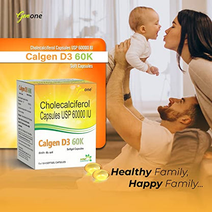 GenOne Calgen D3 Vitamin D3 Capsule for boosting immunity, Healthy bones and Strong muscles (20 Caps)