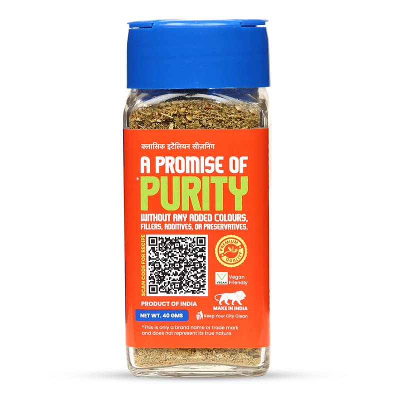 CRISTA Classic Italian Seasoning | Pizza & Pasta Seasoning | Vegan | Fresh & Flavourful | Zero added Colours, Fillers, Additives & Preservatives | 40 gms