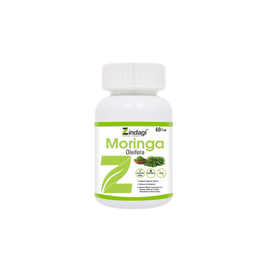 Zindagi Natural Moringa Capsules - Pure Moringa Extract Powder - Health Supplement For Energy (60 Capsules)