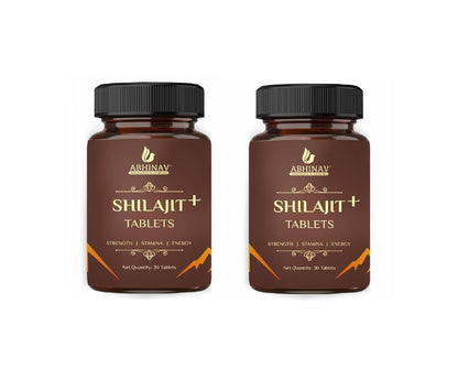 Abhinav Shilajit + Tablets | Stamina booster tablets | All-in-one energy supplement | Elevate your strength, stamina, and energy levels (30 Tablets,Pack of 2)