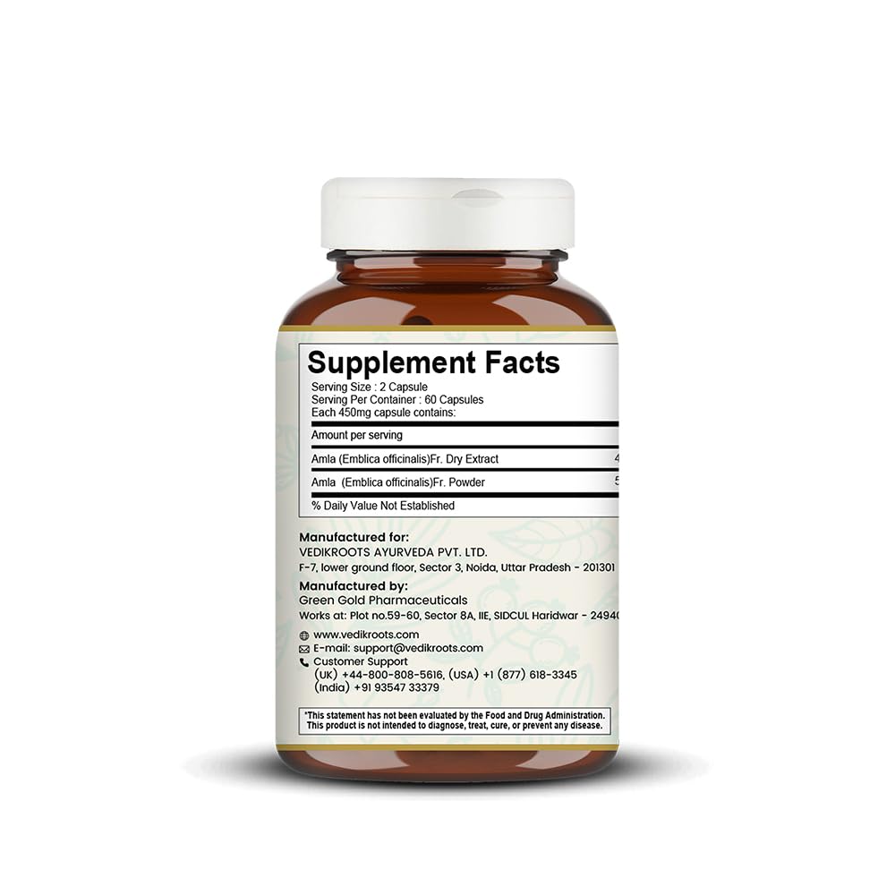 Vedikroots Amla Capsules 60_ Organic Hair Growth & Vitamin C Herbal Sup- image 6