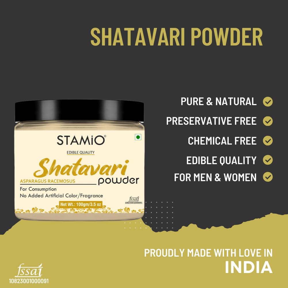 STAMIO Shatavari Root Powder 100 gm | Asparagus racemosus | Satavari Ki- image 9
